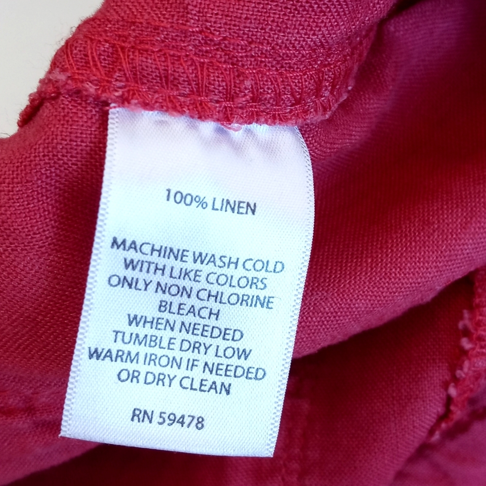 Cynthia Rowley Muted Red Casual 100% Linen Flair Boot Cut Leg Pants 6 - Picture 8 of 9